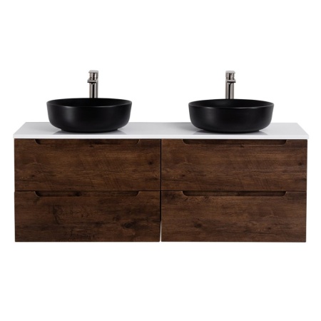 Столешница из МДФ с двумя отверстиями под раковину и с двумя отверстиями под смеситель, 1404x462x19 