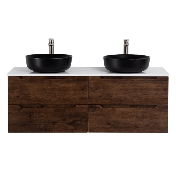 Столешница из МДФ с двумя отверстиями под раковину и с двумя отверстиями под смеситель, 1404x462x19 