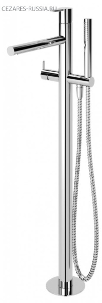 Напольный смеситель для ванны и душа, однорычажный с ручным душем Cezares LEAF-VDP-ST Напольный смеситель для ванны и душа, однорычажный с ручным душем Cezares LEAF-VDP-ST