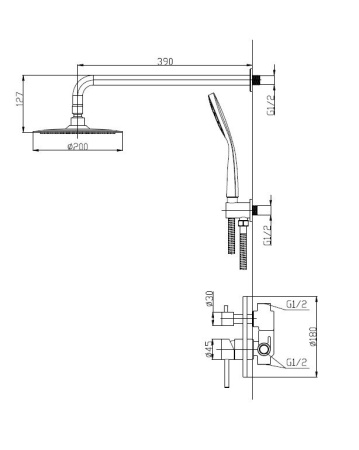 Встраиваемый душевой комплект BelBagno ETNA-SET-DDS-IN
