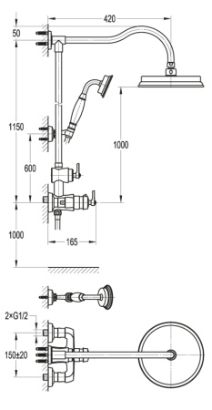 Душевая стойка CEZARES LIBERTY-F-CD-T-01