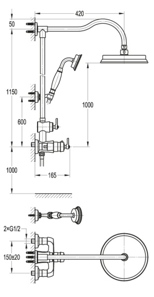 Душевая стойка CEZARES LIBERTY-F-CD-T-01