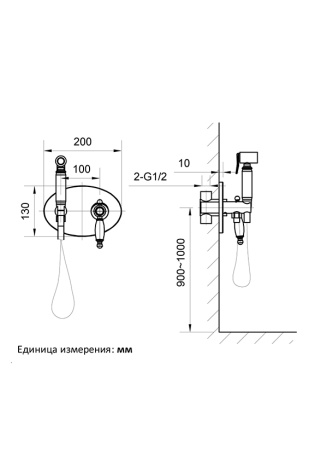 Встраиваемый гигиенический душ AltroBagno Opera 060105 Or Встраиваемый гигиенический душ AltroBagno Opera 060105 Or