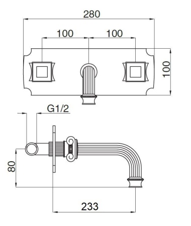Встраиваемый смеситель для раковины CEZARES OLIMP-BLS2 OLIMP-BLS2-02-M