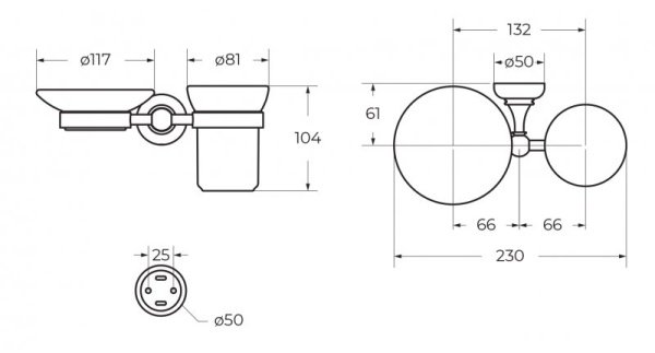 Стакан и мыльница подвесные Cezares APHRODITE-STTS-03/24
