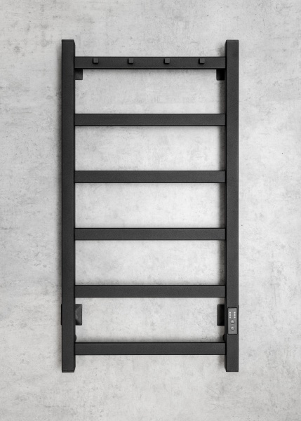 Полотенцесушитель электрический Chromix Porto 40x80 П6 MB с сухим теном с крючками универсальное под Полотенцесушитель электрический Chromix Porto 40x80 П6 MB с сухим теном с крючками универсальное под