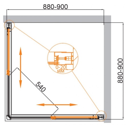 Душевой уголок COMFORT-A-2 COMFORT-A-2-100-C-Cr