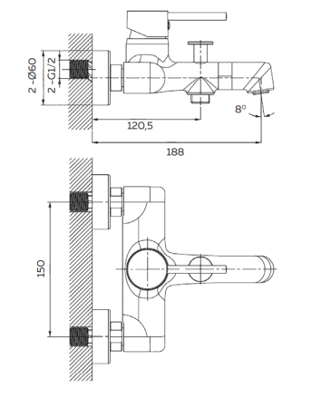 Смеситель для ванны AltroBagno Intento 0218 Cr Смеситель для ванны AltroBagno Intento 0218 Cr