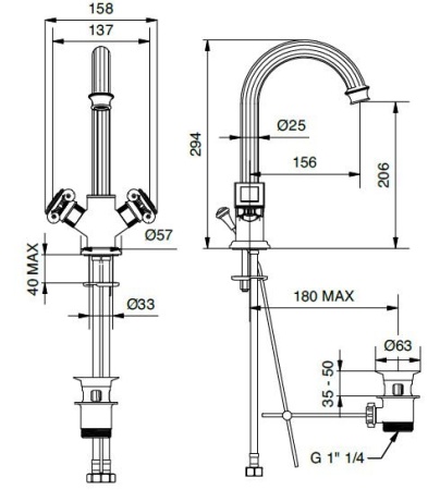 Смеситель для раковины с донным клапаном Cezares OLIMP-LS2-03/24-Sw