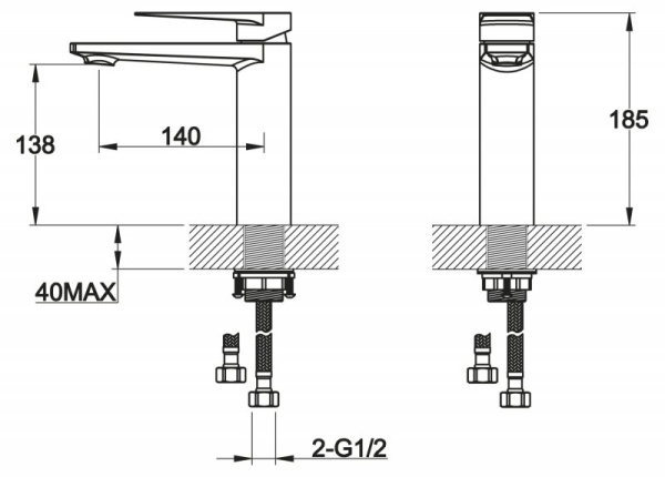 Смеситель для раковины высота 185 мм BelBagno CAR-LVMA-CRM