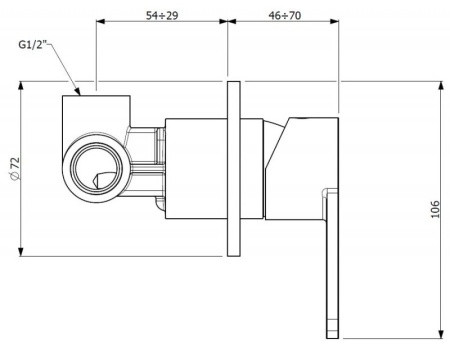 Встраиваемый однорычажный смеситель для душа Cezares GLAM-DIM-NOP Встраиваемый однорычажный смеситель для душа Cezares GLAM-DIM-NOP