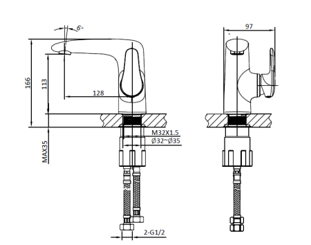 Смеситель для раковины AltroBagno Squalo 0106 Cr