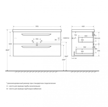 Шкаф подвесной CEZARES ECO-1500-2A-SC-BL