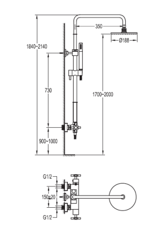 Душевая стойка CEZARES SIESTA-F-CD-TA-01