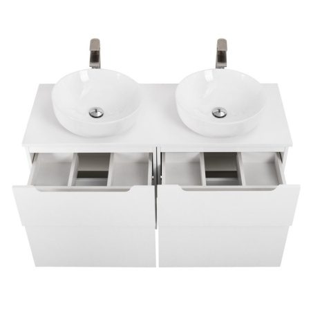 Столешница из МДФ с двумя отверстиями под раковину и с двумя отверстиями под смеситель, 1204x462x19 