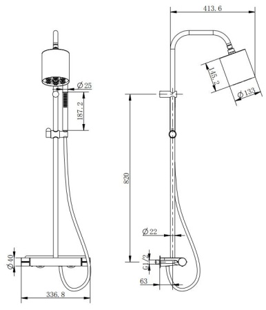 Душевая стойка CEZARES MOON-CD-TA130-01