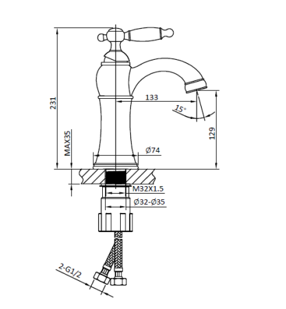 Смеситель для раковины AltroBagno Opera 0119 BrGi