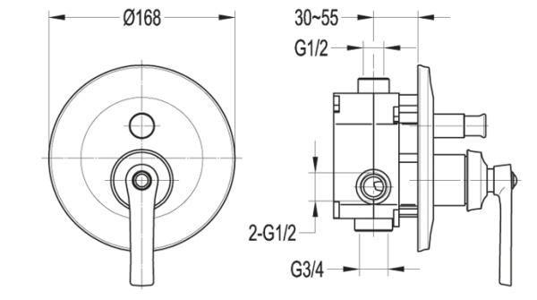 Встраиваемый смеситель для душа CEZARES LIBERTY-F-VDIM-01 Встраиваемый смеситель для душа CEZARES LIBERTY-F-VDIM-01