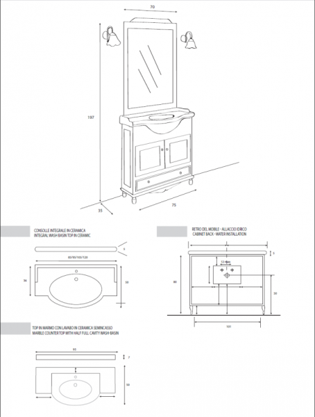 Керамическая раковина 75x50 Cezares INT75