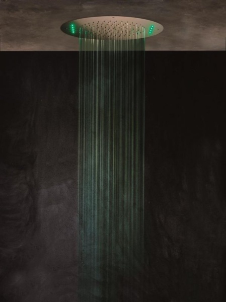 Верхний душ встраиваемый с функцией дождя с хромотерапией 9 цветов и пультом управления, диаметр 500