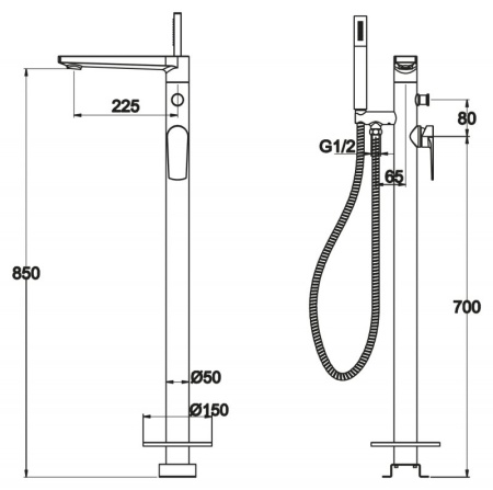 Напольный смеситель для ванны BelBagno CAR-FMT-CRM