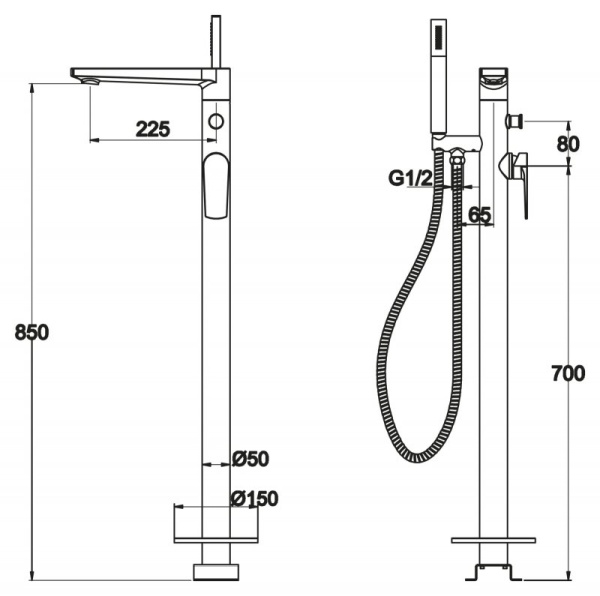 Напольный смеситель для ванны BelBagno CAR-FMT-CRM