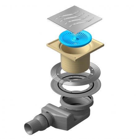 Точечный трап 150х150 мм Confluo Standard Vertical Tide,металл с перфорацией Tide (Волна), без рамки