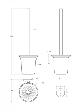 Ёршик для унитаза, подвесной, стекло Cezares RELAX-TBS-V-01