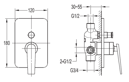 Встраиваемый однорычажный смеситель для душа CEZARES BADEN BADEN-F-VDIM-01 Встраиваемый однорычажный смеситель для душа CEZARES BADEN BADEN-F-VDIM-01