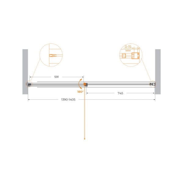 Душевая дверь CEZARES URBAN-B-12-140-C-NERO
