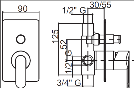 Встраиваемый двухпозиционный смеситель для душа Cezares GARDA-VDIM-01-Cr Встраиваемый двухпозиционный смеситель для душа Cezares GARDA-VDIM-01-Cr