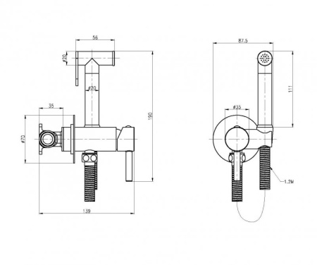 Гигиенический душ со смесителем CEZARES CZR-SET-DA1-ID2-FMM120-01 Гигиенический душ со смесителем CEZARES CZR-SET-DA1-ID2-FMM120-01