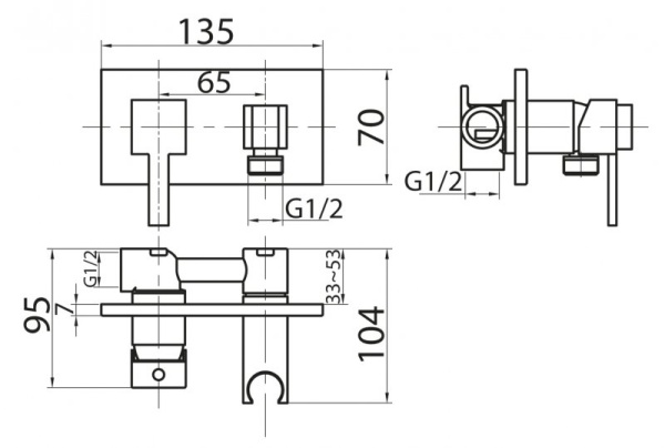 Смеситель для гигиенического душа Cezares CZR-DA6-01