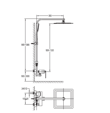 Душевая стойка CEZARES CITY-F-CD-01