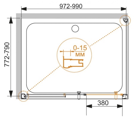 Душевой уголок CEZARES PRATICO-AH-1 PRATICO-AH-1-100/80-P-Cr