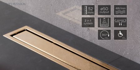Линейный трап Confluo Premium Line 550 Gold, двухсторонняя модель Cezares 13100052