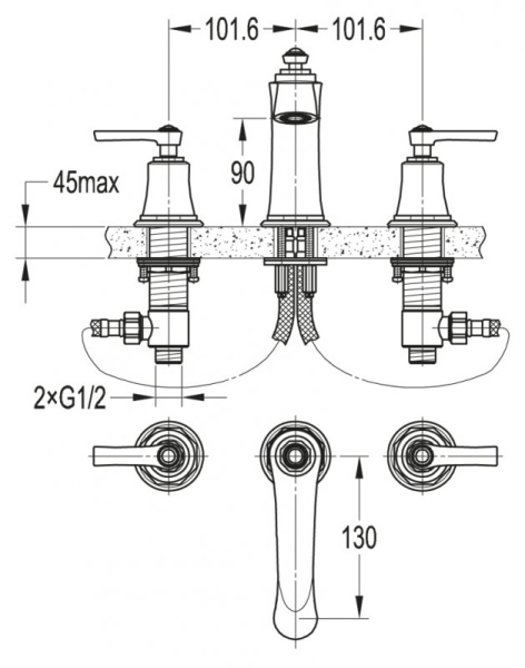 Смеситель на раковину CEZARES LIBERTY-F-BLS-01-W0