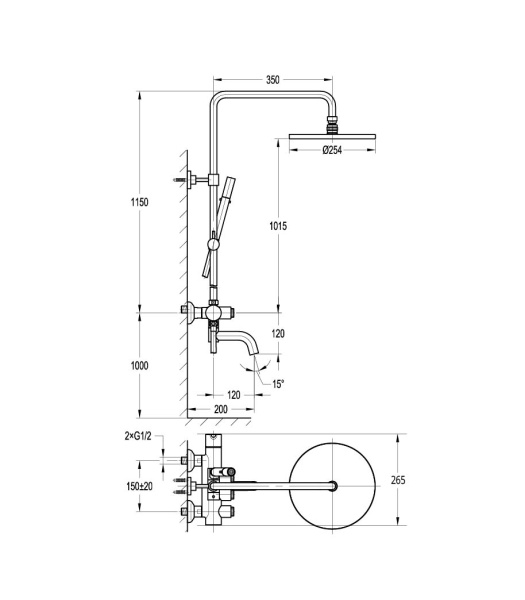 Душевая стойка CEZARES ECO-CVD-NOP Душевая стойка CEZARES ECO-CVD-NOP