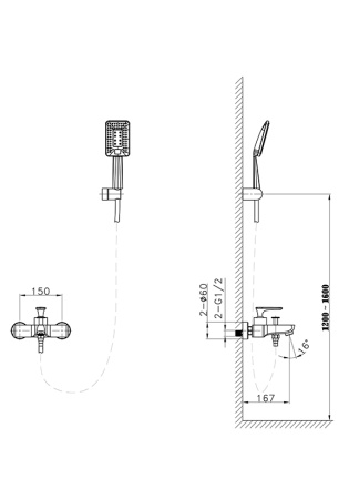 Смеситель для ванны с душем AltroBagno Aperto 0211 NeOp Смеситель для ванны с душем AltroBagno Aperto 0211 NeOp
