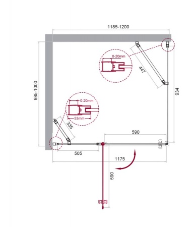Душевой уголок BELBAGNO ETNA-AH-12 ETNA-AH-12-120/100-C-Cr