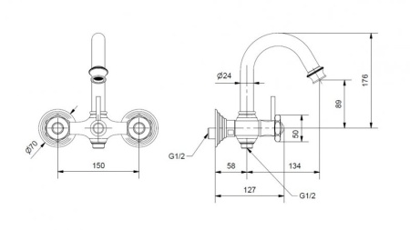 Смеситель для ванны и душа Cezares APHRODITE-V-03/24-M Смеситель для ванны и душа Cezares APHRODITE-V-03/24-M