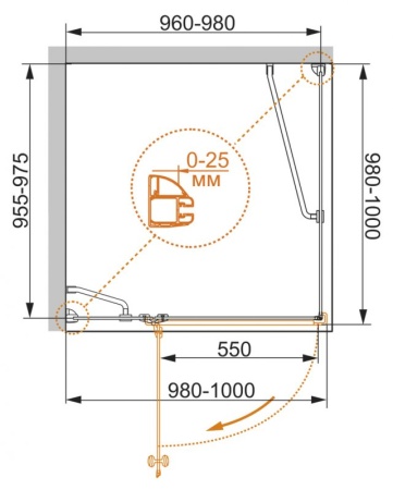 Душевой уголок CEZARES VERONA-W-A-1-90-C-Cr