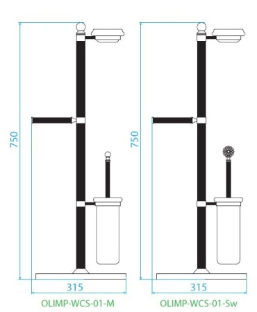 Стойка напольная c держателем туалетной бумаги, щёткой для унитаза и держателем мыльницы Cezares OLI