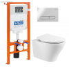 Унитаз подвесной с сиденьем BelBagno ACQUA + Система инсталляции для унитазов с кнопкой смыва BB005- Унитаз подвесной с сиденьем BelBagno ACQUA + Система инсталляции для унитазов с кнопкой смыва BB005-