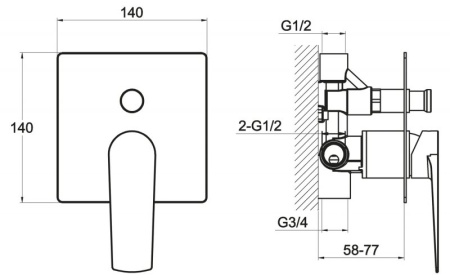 Встраиваемый смеситель BelBagno CARIN CAR-BASM-CRM
