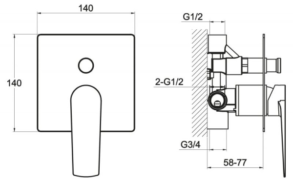 Встраиваемый смеситель BelBagno CARIN CAR-BASM-CRM