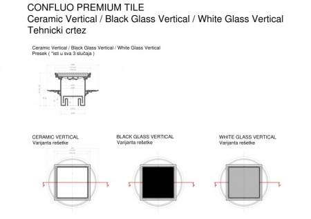 Точечный трап 150х150 мм Confluo Standard White Glass 1,белое стекло, с рамкой PESTAN 13000093