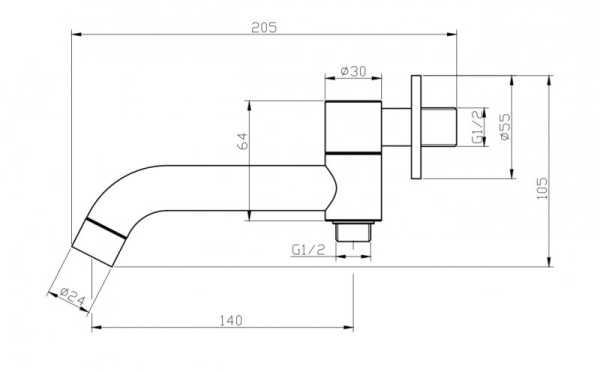 Излив для ванны BelBagno ANCONA  ANCONA-BCA-CRM Излив для ванны BelBagno ANCONA  ANCONA-BCA-CRM