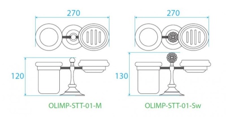 Стакан и мыльница настольные, хром Cezares OLIMP-STT-01-M