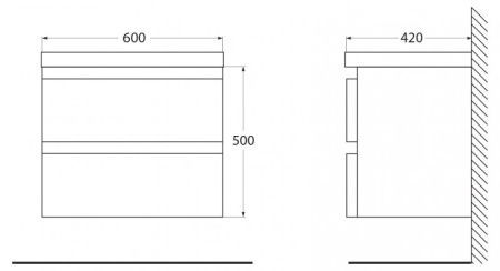 База под раковину подвесная BelBagno ENERGIA-N-600-2C-SO-BL Bianco Lucido